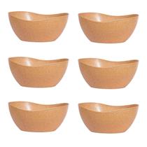 6un Tigela saladeira bowl oval 1,9lt servir marrom claro