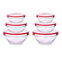 6un Tigela Vidro com tampa 3 tamanhos pote vasilha