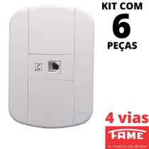 6un Tomada Telefone RJ11 4 Vias Com Placa Blanc Mais FAME