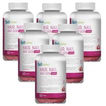 6x Belt Hair, Nail And Skin Gummy-Morango-60 gomas
