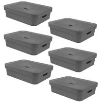 6x Caixa Organizadora Multiuso 16L OU Cinza 13x35x45cm