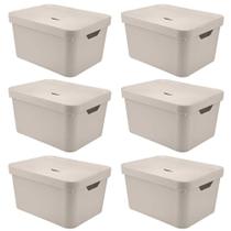 6X Caixa Plastica Multiuso 32L Organizadora Ou Cube Bege