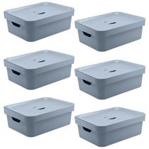6x Caixa Plastica Multiuso Organizadora 10,5L Ou Cube Azul 6x Caixa Plastica Multiuso Organizadora 10,5L Ou Cube Azul