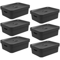6X Caixa Plastica Multiuso Organizadora 10,5L Ou Cube Preto
