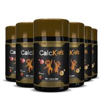 6x calcio kids 60caps mastigavel sabor morango hf suplements