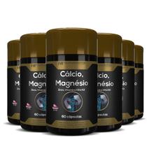 6x calcio magnesio zinco vit d3 k2 60caps hf suplementos