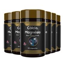 6x calcio magnesio zinco vit d3 k2 60caps hf suplementos