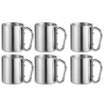 6x Caneca com Mosquetão Inox 220ml Sortido - Ke Home