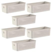 6x Cesto Caixa 3L Organizador OU Flow Bege 9cm x 12cm x 27cm