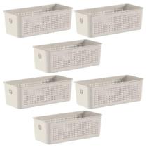 6X Cesto Caixa 3L Organizador Ou Flow Bege 9Cm X 12Cm X 27Cm