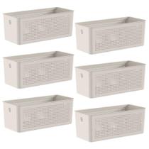 6x Cestos Organizador Ou Bege 6,6 Litros 13cm x 15cm x 34cm 6x Cestos Organizador Ou Bege 6,6 Litros 13cm x 15cm x 34cm