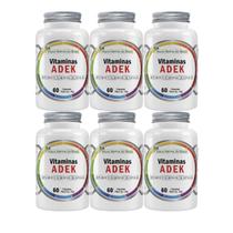 6x Complexo Vitaminas Adek A, D, E, K 360 Cápsulas 500mg - Flora nativa do Brasil