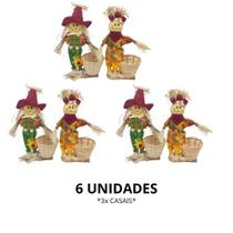 6x Espantalhos Enfeite De Festa Junina Com Cesto De Palha