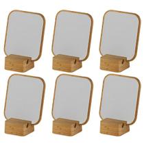 6x Espelho de Mesa Bancada Beleza Maquiagem OU Base de Bambu 6x Espelho de Mesa Bancada Beleza Maquiagem OU Base de Bambu
