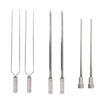 6x Espetos Churrasco Inox Espada/Coração/Duplo Lâmina 40c