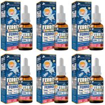6x Ferrix ferro 5mg/porção 30ml sabor morango Flora Nativa