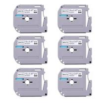 6X Fita adesiva Brother compatível Mk231 cm preta branca 12 mm 0,47 PT-45M-231 Mk-231 M-k231S