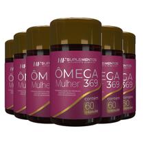 6x omega 3 6 9 mulher 60 caps hf suplementos