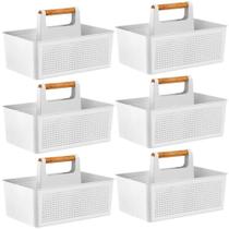 6X Organizador Multiuso Flow Com Divisórias 8L Com Alça OU - Branco