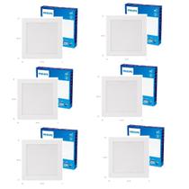 6x Painel Plafon Spot Embutir 6W Philips Redondo 6500K Frio