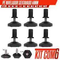 6x Pés Niveladores Sextavado Para Móveis Com regulagem e Bucha 10mm
