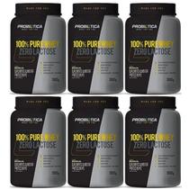 6x Probiótica 100% Pure Whey Zero Lactose Baunilha Pote 900g