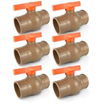 6X Registro De Esfera Soldável Pvc 25Mm (3/4) Marrom