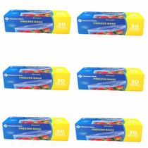 6x Saco Freezer Bags Fecho Duplo Médio 17,7x19,5 Member Mark