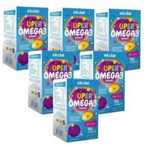 6x Super Ômega 3 Infantil- 90 Caps Mastigáveis Cereja- Ekobé 6x Super Ômega 3 Infantil- 90 Caps Mastigáveis Cereja- Ekobé
