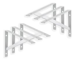 6x Suporte Cantoneira Mão Francesa Branco P/prateleira 20cm