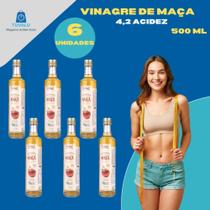 6x Vinagre De Maçã (100% Orgânico) (4,2% de Acidez) - Fazenda São Roque 500ML