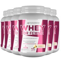 6x whey for femme + colageno hidrolisado 900g baunilha hf suplementos