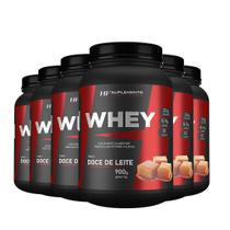 6x whey protein de doce de leite 900g hf suplements proteina + scoop