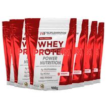 6x whey protein power nutrition refil 900g morango hf suple