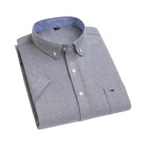 6XL 7XL Masculino Fino Ajuste Oxford Camisa Manga Curta Xadrez Listras 100% Algodão Negócios Casual