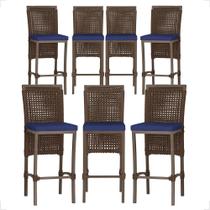 7 Banqueta em Alumínio Roma Marrom Corda Náutica Tecido 10