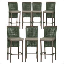 7 Banqueta em Alumínio Roma Marrom Corda Náutica Tecido 8