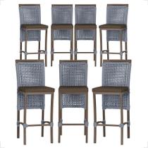 7 Banqueta em Alumínio Roma Marrom Corda Náutica Tecido 9