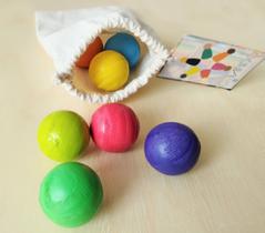 7 Bolas Coloridas de Madeira Grandes, da Criando - Cód. Col7BG