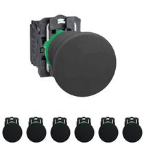 7 Botão Cogumelo 22mm Retoro Por Mola Plástico - Schneider - Preto