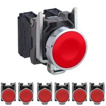 7 Botão Comando Metálico 1 Na 1 Nf 22mm Xb4ba45 Schneider Vermelho