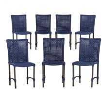 7 Cadeiras de Jantar Cannes de Alumínio com Pintura Marrom e Trama Tela de Corda Náutica