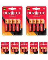 7 Cartelas Com 4 Pilhas Alcalina Pequena AA 1.5V Ourolux