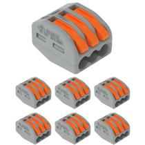 7 Conectores Wago Original C/ Alavanca 3 Entradas Até 4mm