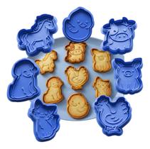 7 Cortador Ejetor De Biscoito 3d Carimbo P/ Doces Fazendinha