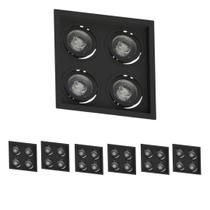 7 Embutido Recuado P/ 4 Lâmpadas AR111 Preto Save Energy