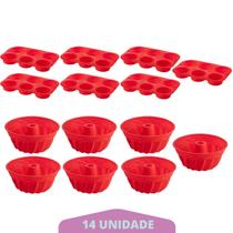 7 Kit Forma Cupcake + Forma Espiral Sortida Pudim Silicone