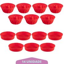 7 Kit Forma Espiral + Forma Redonda Sortida Pudim Silicone