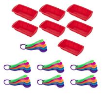7 kit Forma P/ Pães Sortida Silicone + Colher Medidora 5Pç