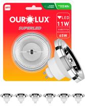 7 Lâmpadas Ar111 Led 11w Bivolt Gu10 24 Graus Cor da Luz Branco Frio 6500K Ourolux 7 Lâmpadas Ar111 Led 11w Bivolt Gu10 24 Graus Cor da Luz Branco Frio 6500K Ourolux